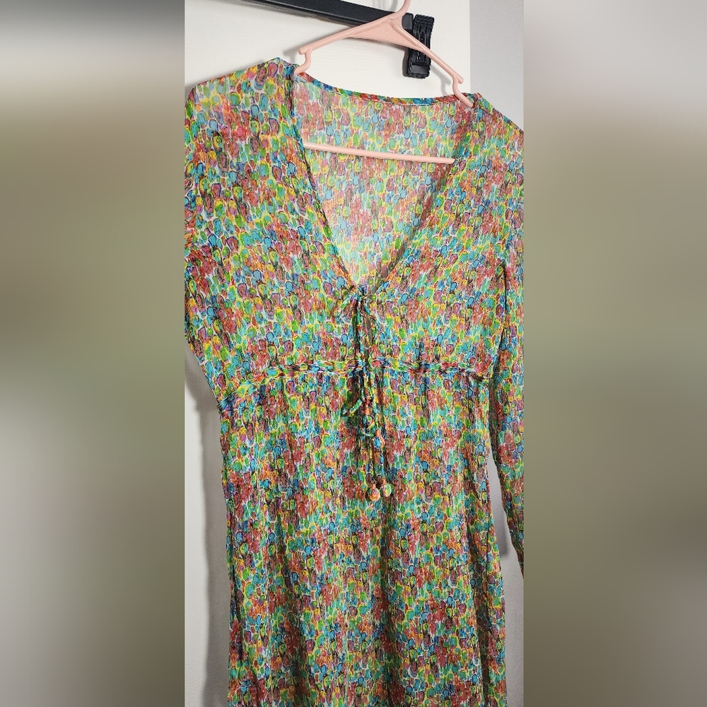 Eco 149481 Hand-Painted Style Multicolored Tunic Sheer Beach suit cover